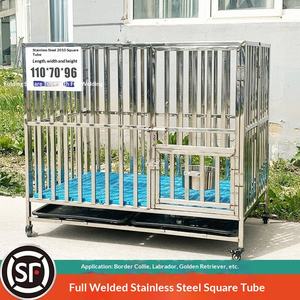 Paslanmaz Çelik Katlanabilir Tekerlekli Köpek Kafesi, Border Collie Labrador Büyük Orta Boy İç/Dış Mekan Kullanımı Tüm Mevsimler İçin - Product Image 5