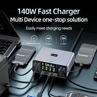 Chargeur USB C GaN 8-en-1 165W avec logo personnalisé, adaptateur de charge rapide multi-ports intelligent, chargeur de bureau avec affichage numérique pour téléphone