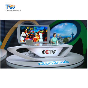 Muebles de Diseño Moderno para Podcast, Mesa de Estudio para Estación de TV, Escritorio de <span class=keywords><strong>Noticias</strong></span> de Transmisión - Product Image 1