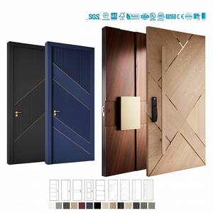 Puerta Principal de Madera de Roble y Nogal Estilo Europeo Americano, Puerta Pivotante Exterior para Casa, Puerta de Entrada Frontal Moderna de Madera - Product Image 4