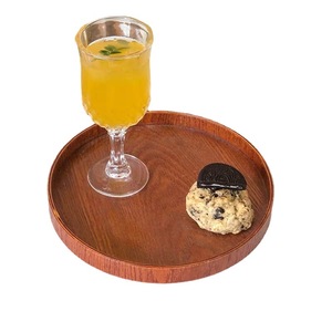 ถาดไม้กลมสำหรับเสิร์ฟชา กาแฟ ของหวาน ใช้ในโรงแรม สีพื้น รุ่น H-665120 - Product Image 1
