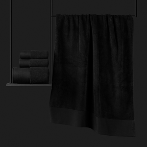 <span class=keywords><strong>Set</strong></span> di <span class=keywords><strong>Asciugamani</strong></span> da Bagno in Raso Nero Platino 100% Cotone di Lusso per Hotel con Logo Personalizzato - Product Image 2