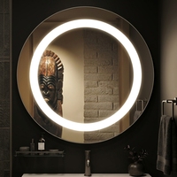 Miroir de salle de bain LED réglable avec cadre métallique personnalisé, finitions laiton brossé, nickel, chrome, anti-buée, commande tactile, miroir mural de vanité