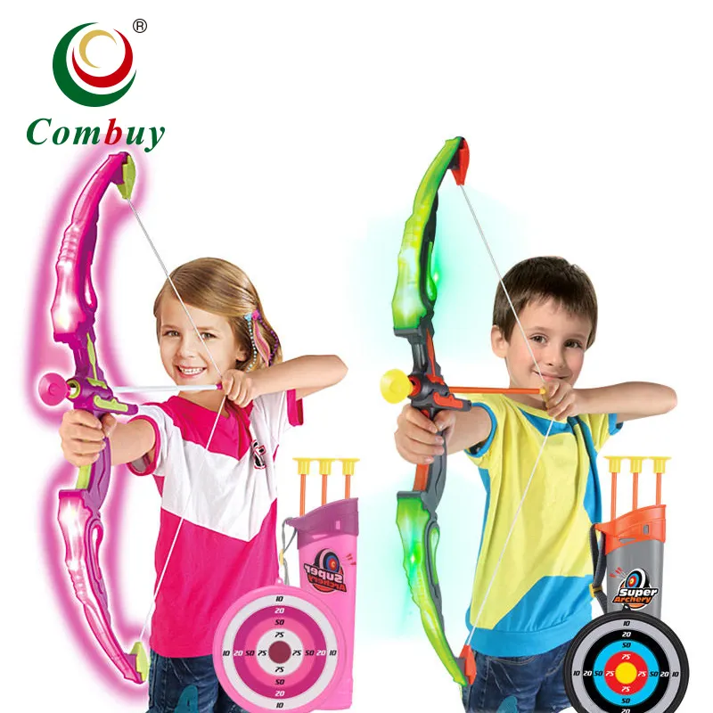 Plastic Bow Arrow Shield Children Sword Toy Gift Shooting Game LED Flashing Toys 