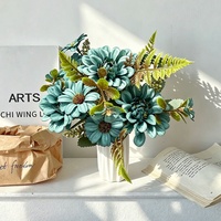 Bouquet de fleurs artificielles en tissu de soie, arrangement floral fait main, centre de table réutilisable, décoration de mariage