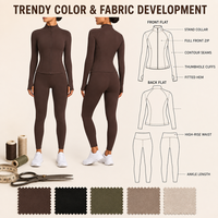 Ensemble de yoga 2 pièces personnalisé pour femme : veste à fermeture éclair intégrale à manches longues et leggings taille haute – Tenue de sport et fitness en gros