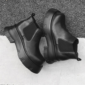 Bottes Chelsea noires de haute qualité pour hommes, confortables, en PU, design montant, antidérapantes, décontractées, de luxe, pour l'hiver et l'été, semelle intérieure en PU durable - Product Image 4