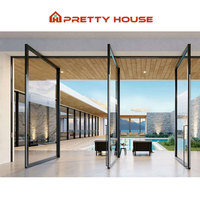 Portes d'entrée extérieures battantes insonorisées, thermiques et étanches en aluminium et verre pour hôtels, villas et appartements