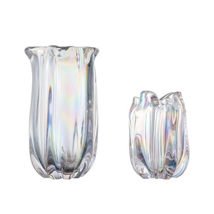 Vase en verre transparent de haute qualité, lisse, de couleur claire, grand et petit cylindre, fin, haut, étoile - Product Image 1