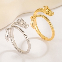 Bague ajustable vintage en cuivre avec dragon chinois et accent en strass, taille unique, cadeau idéal