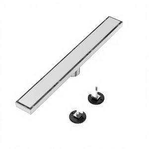 AISI 304 モダンホテル用リニアシャワードレインストレーナー ブラック 2-in-1 タイルインサートパネル 調整可能な脚 軽量 長方形 - Product Image 4