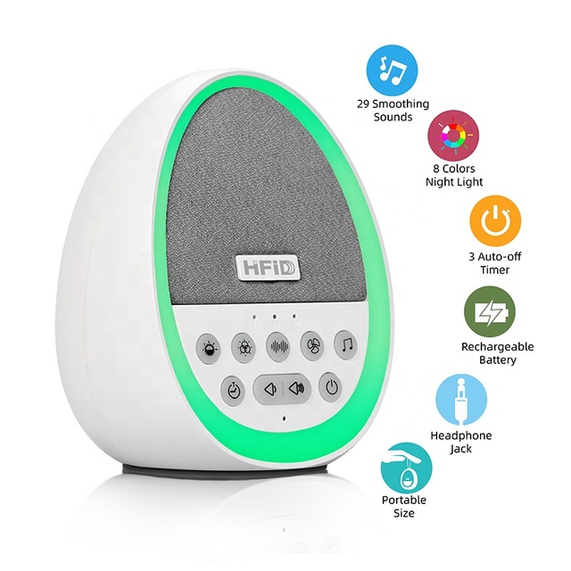 HiFiD White Noise Machine for Babies Rechargeable Portable 29 High-Fidelity Soothing Sounds Adjustable 8 Color Night Light