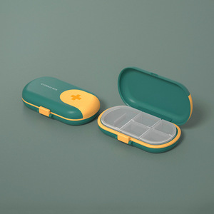 Case With Pill Cutter Drug Tablet Portable <b>Storage</b> <b>Box</b> <b>Small</b> Mini Case 4/6 Grids For Travel Dustproof Divider Organizer Crusher - Product Image 6
