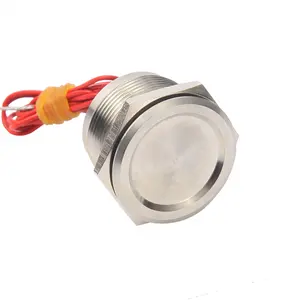 19mm 1NO Normally Open 30mm Long Concave Round Head Reset Momentary Metal IP68 Waterproof Piezo Switch