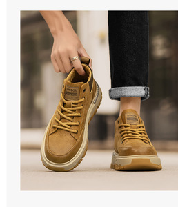 Nuevos Zapatos de Hombre Hechos a Mano de Ante Vacuno Nubuck de Color Sólido, Tendencia Retro Otoño 2026, Suela de Goma Gruesa para Exteriores, Casuales de Caña Baja - Product Image 6