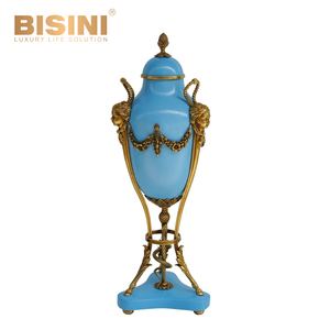 Attraente pavone verde decorativo europeo vaso generale con coperchio porcellana con ornamento da scrivania in rame - Product Image 6