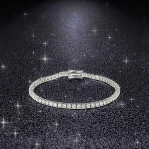 Pulsera de tenis de oro blanco de 10K con diamantes cultivados en laboratorio, corte brillante redondo de 1.4mm a 3.1mm, brazalete clásico para regalo o fiesta - Product Image 2