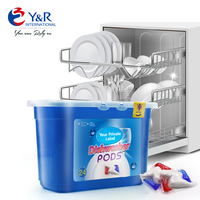 Capsules de lavage de vaisselle 3-en-1 supérieures pour éliminer la graisse, détergent puissant en forme liquide pour la cuisine, format solide jetable