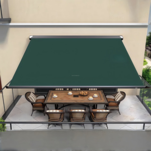 Auvent électronique à cadre en aluminium étanche et résistant aux UV pour véranda couloir porche magasin extérieur magasin noir - Product Image 4