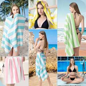 Serviettes de plage personnalisées 100% coton, imprimées et brodées, sans sable, à rayures en tissu éponge, grandes et douces, pour hôtel et piscine, avec logo - Product Image 3