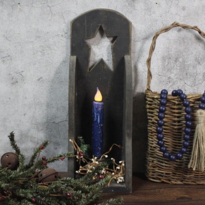 CVHOMEDECO. Echtes Wachs Hand Batterie betriebene LED Timer Taper Kerzen Rustikal Flammen los, 6-3/4 Zoll, Marineblau, <span class=keywords><strong>2</strong></span> Stück in einer Packung - Product Image 4