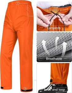 Imperméable et pantalon unisexe jaunes en PVC, ensemble de pluie en PVC/polyester avec bandes réfléchissantes - Product Image 4