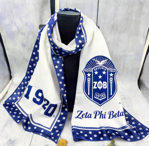 Écharpe longue en polyester bleue et blanche avec lettres grecques ZPB 1920, inspirée de la sororité Delta <span class=keywords><strong>Sigm</strong></span> Theta, cadeau personnalisé - Product Image 2