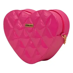 Bolso Bandolera Fana en Forma de Corazón, Color Rosa, Acolchado, de PU Impermeable, con Cierre de Cremallera, para Uso Diario de Mujer - Product Image 4