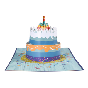 Nouvelle carte pop-up créative d'anniversaire en papier 3D faite à la main avec des sculptures en papier pour un gâteau de bénédiction - Product Image 1