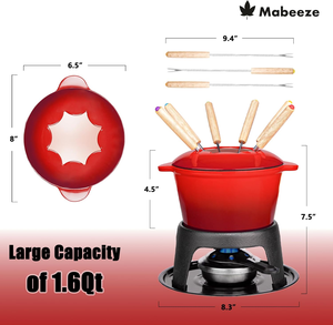 KINGWAY Ensemble de pot <span class=keywords><strong>à</strong></span> <span class=keywords><strong>fondue</strong></span> <span class=keywords><strong>en</strong></span> <span class=keywords><strong>fonte</strong></span> émaillée personnalisé et écologique pour fromage et chocolat - Product Image 5