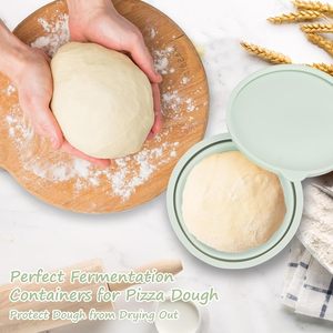 New 4Pcs Stackable Silicone Artisan Pizza Dough Proofing Boxes Proving Containers with Lids, <b>Collapsible</b> Pizza Slice Container - Product Image 3
