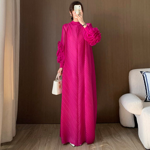 PY 2026 Summer New Arrival Elegant Plus Size Pleated Dress Fashion Casual Long Sleeve Maxi Dress Online Wholesale Shop - Product Image 1
