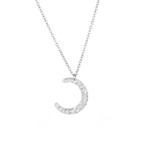 Collier pendentif lune martelé minimaliste : Acier inoxydable plaqué or, ton argenté, tendance, pour le quotidien féminin