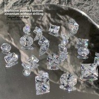 Vente en gros 5A Perceuse à ongles 3D en zircon transparent Flash Engrais sucre en cristal transparent Zircon à pointe carrée pour bijoux à ongles