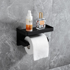 Ensemble d'accessoires de salle de bain mural en acier inoxydable moderne rouleau de papier toilette porte-papier <span class=keywords><strong>WC</strong></span> <span class=keywords><strong>support</strong></span> pour téléphone aucun perçage requis pour - Product Image 1