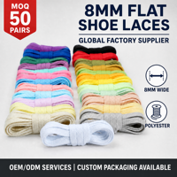 8mm Platte Polyester Veters Enkellaags Dikke Effen Kleur Brede Sneaker Vervangende Veters voor Hardlopen Wandelen Casual Schoenen