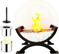 Cheminée de table à éthanol en métal et verre pour usage intérieur/extérieur, emballage pour vente par correspondance