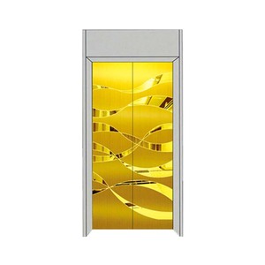Composant d'ascenseur d'hôtel moderne et durable, portes de palier automatiques à gravure miroir doré - Product Image 2