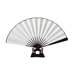 10 inch Blank Silk Craft Fan DIY White Bamboo Paper Folded Fan Bar Disco Fan For Party and Decoration