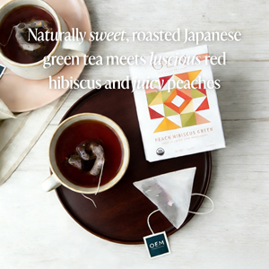 Sachets de thé vert biologique OEM pêche et hibiscus - Certifié qualité alimentaire 2g*15 Mélange fruité floral rafraîchissant légèrement acidulé Marque privée - Product Image 2