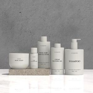 Ensemble de flacons et pots en plastique gris mat de luxe 250ml 500ml 250g pour shampoing, après-shampoing, savon liquide, <span class=keywords><strong>gel</strong></span> capillaire et gommage corporel - Product Image 1