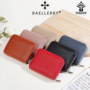 Baelerry Women's <b>Wallet</b> Genuine Leather RFID Blocking Compact Card <b>Holder</b> Red Blue - Product Image 2