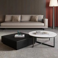 Table basse en pierre de roche minimaliste italienne, petit appartement, design moderne et simple, table basse carrée noire pour la maison