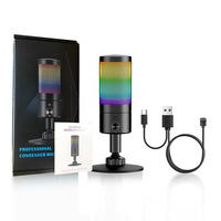 Mikrofon Gaming RGB Baru USB PC untuk Livestreaming, Voice-over, Rekaman, Karaoke Komputer, Mikrofon Gaming Nirkabel A20