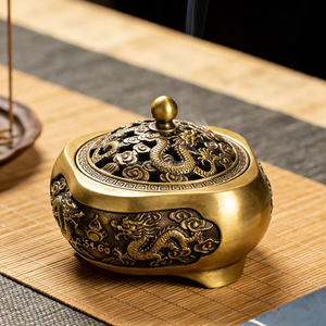 Squisito Bruciatore d'Incenso in Bronzo Fuso Intagliato, Scultura Tradizionale <span class=keywords><strong>Cinese</strong></span> per Arredamento Casa, Ufficio, Sala <span class=keywords><strong>da</strong></span> Tè, Regalo - Product Image 5
