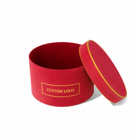 Caja Redonda de Terciopelo Rojo Personalizada con Borde Dorado, Cajas de Regalo Redondas de Lujo con Logotipo Personalizado para Empaque de Chocolate y Cosméticos
