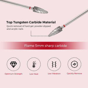 SHUANGJIA flamme pointu carbure de tungstène forets à ongles forme de boule coupe croisée manucure rotative électrique 5mm diamètre de flûte ISO/CE - Product Image 4
