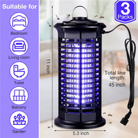 Pack de 3 lampes anti-insectes LED violettes étanches à lumière UV, tue-moustiques électrique, piège à mouches intérieur/extérieur pour jardin, patio, camping