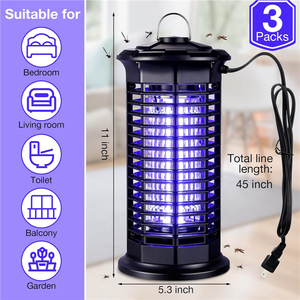 Paquete Triple de Lámparas LED Moradas para Atrapar Insectos, Lámpara Eléctrica Impermeable con Luz UV para Matar Mosquitos, Trampa para Moscas de Interior y Exterior para Jardín, Patio, Cam - Product Image 5