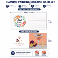 Ensemble de 6 cartes de vœux personnalisées à peindre au diamant, kits d'art DIY 5D à thème cocktail avec strass, vente en gros directe d'usine